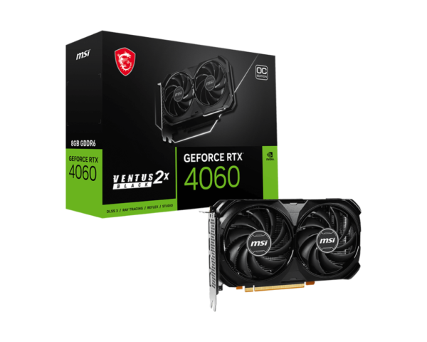 MSI GeForce RTX™ 4060 VENTUS 2X BLACK 8G OC 8GB GDDR6 Graphics Card