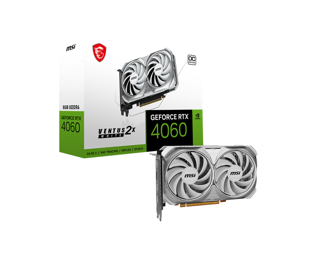 MSI GeForce RTX™ 4060 VENTUS 2X WHITE 8G OC 8GB GDDR6 Graphics Card