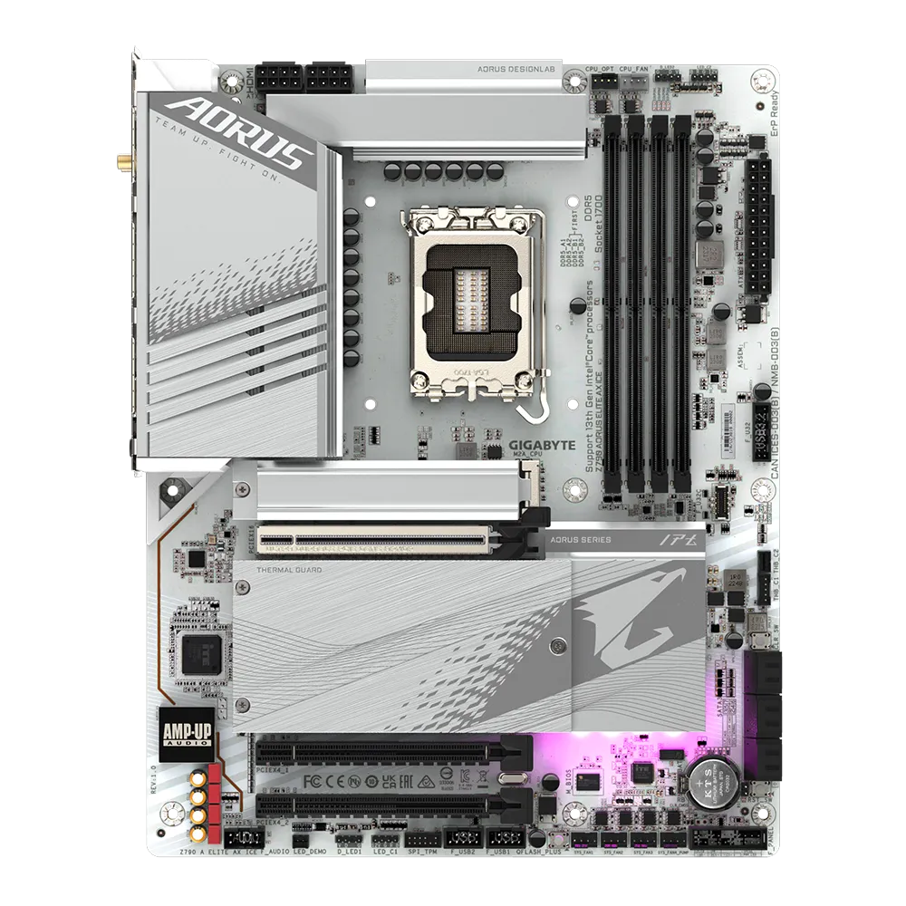 GIGABYTE MB Z790 AORUS ELITE AX ICE – DDR5 WHITE WIFI Motherboard for Intel® Core™ 14th, 13th, and 12th Generation LGA1700 Socket