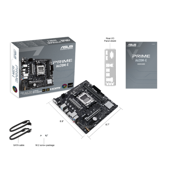 ASUS PRIME A620M-E Micro-ATX DDR5, PCIe 4.0 AMD Motherboard for AMD Socket AM5 for AMD Ryzen™ 9000 & 8000 & 7000 Series Desktop Processors - Image 6