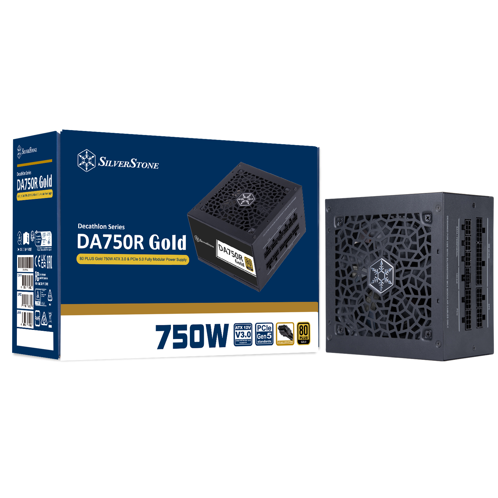 SilverStone DA750R Gold 80 PLUS Gold 750W ATX3.0/3.1 & PCIe 5 Fully Modular Power Supply