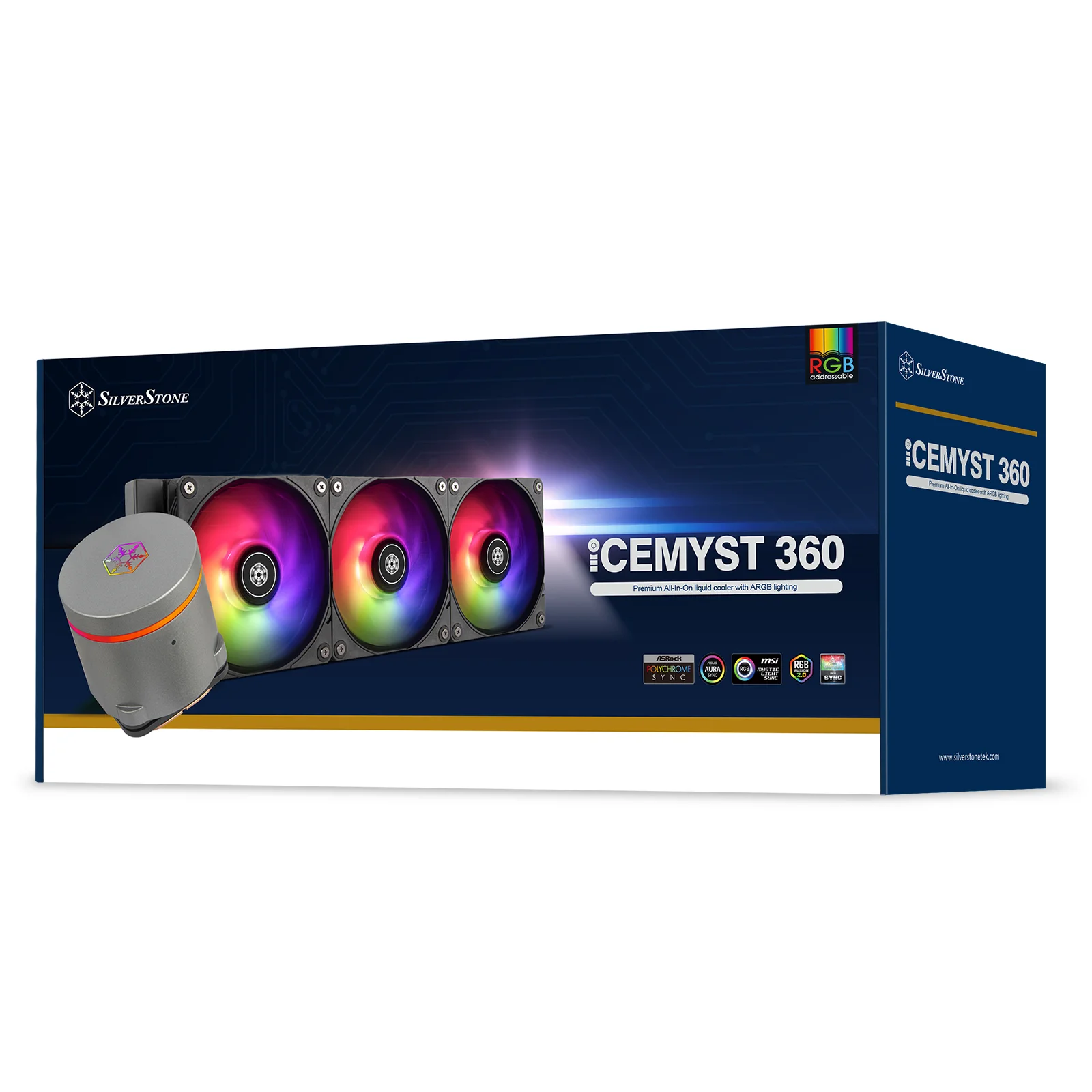 SilverStone IceMyst 360 Premium All-In-One liquid cooler with ARGB lighting