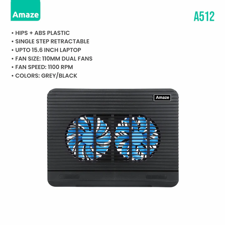 Amaze Dual Fan Laptop Cooling Pad | A512